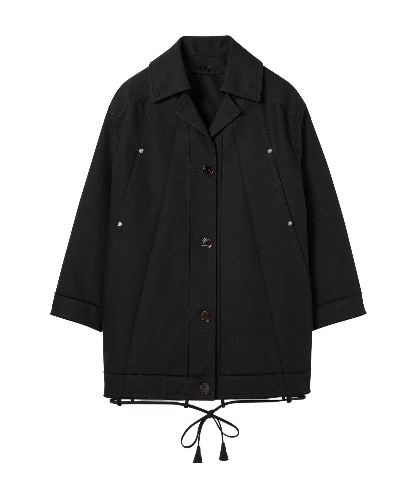 Gucci Short Cotton Car Coat In Black