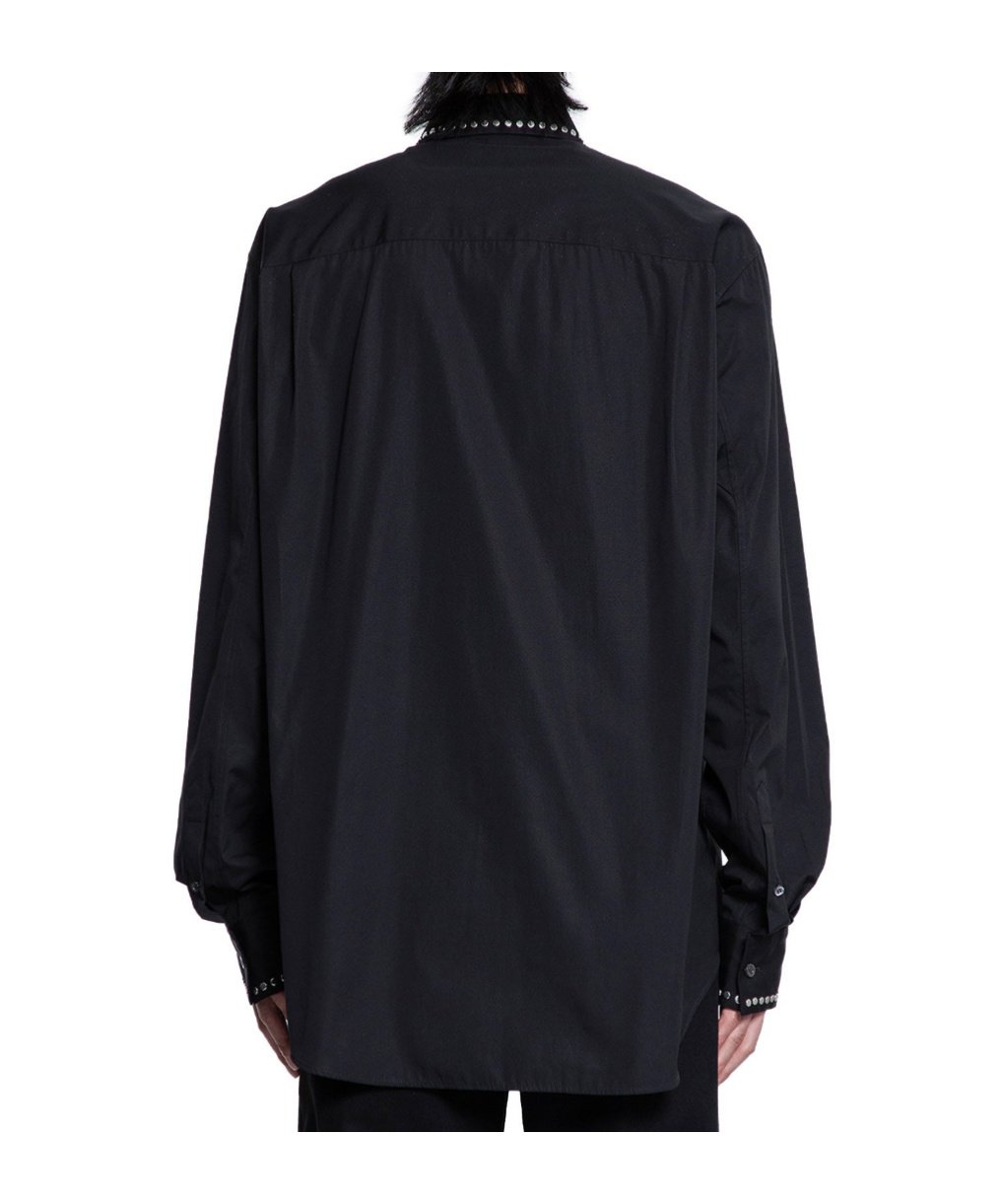 Alexander Mcqueen Studded Cotton Poplin Shirt In Black