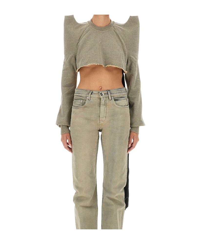 Rick Owens Drkshdw Cropped Knitwear Shoulder Pads In Green
