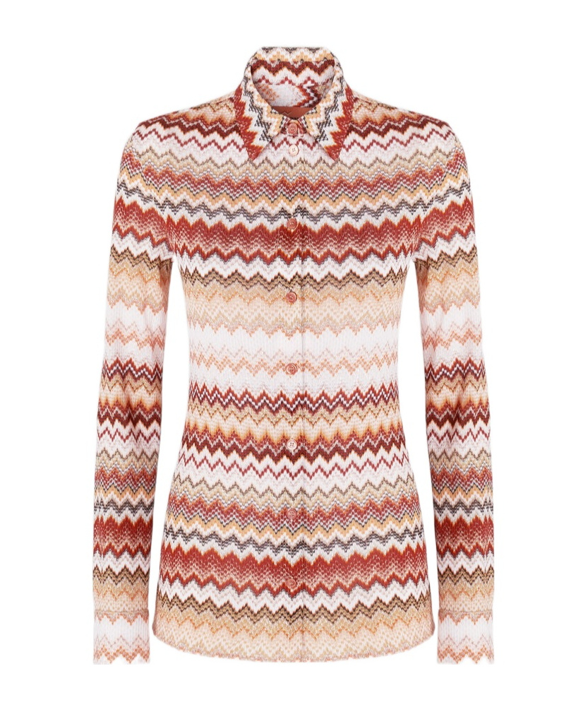 Missoni Metallic Zigzag Button-up Shirt In Pink