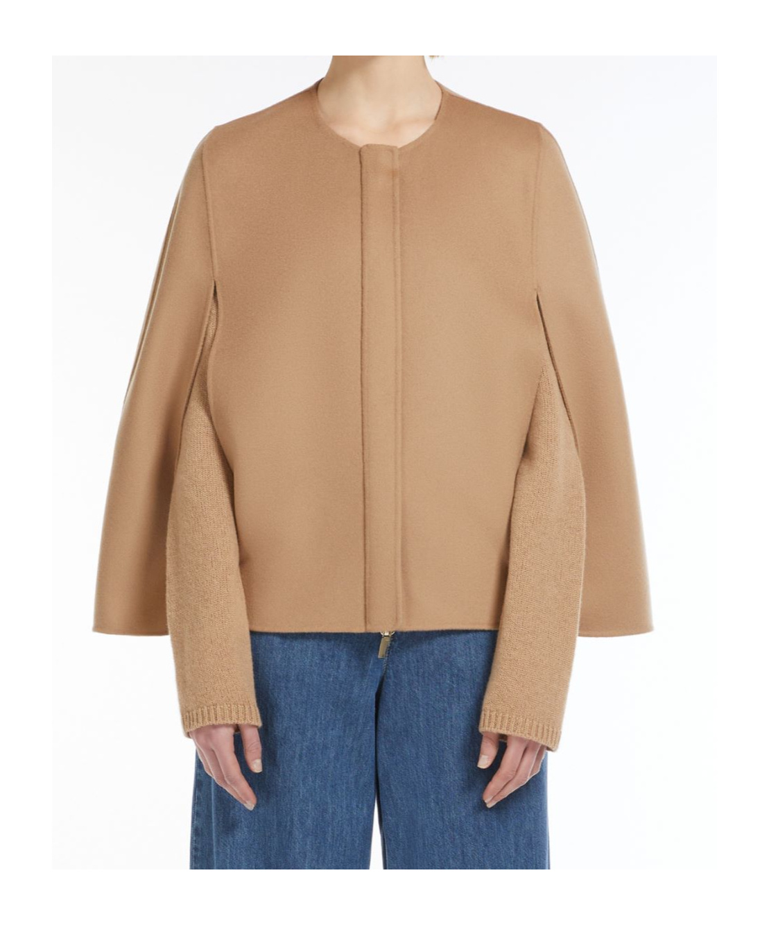 Max Mara Wool Draped Cloak In Nude