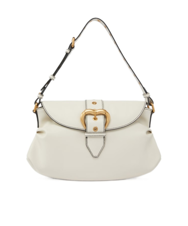 Pinko Jolene Heart Buckled Shoulder Bag In White