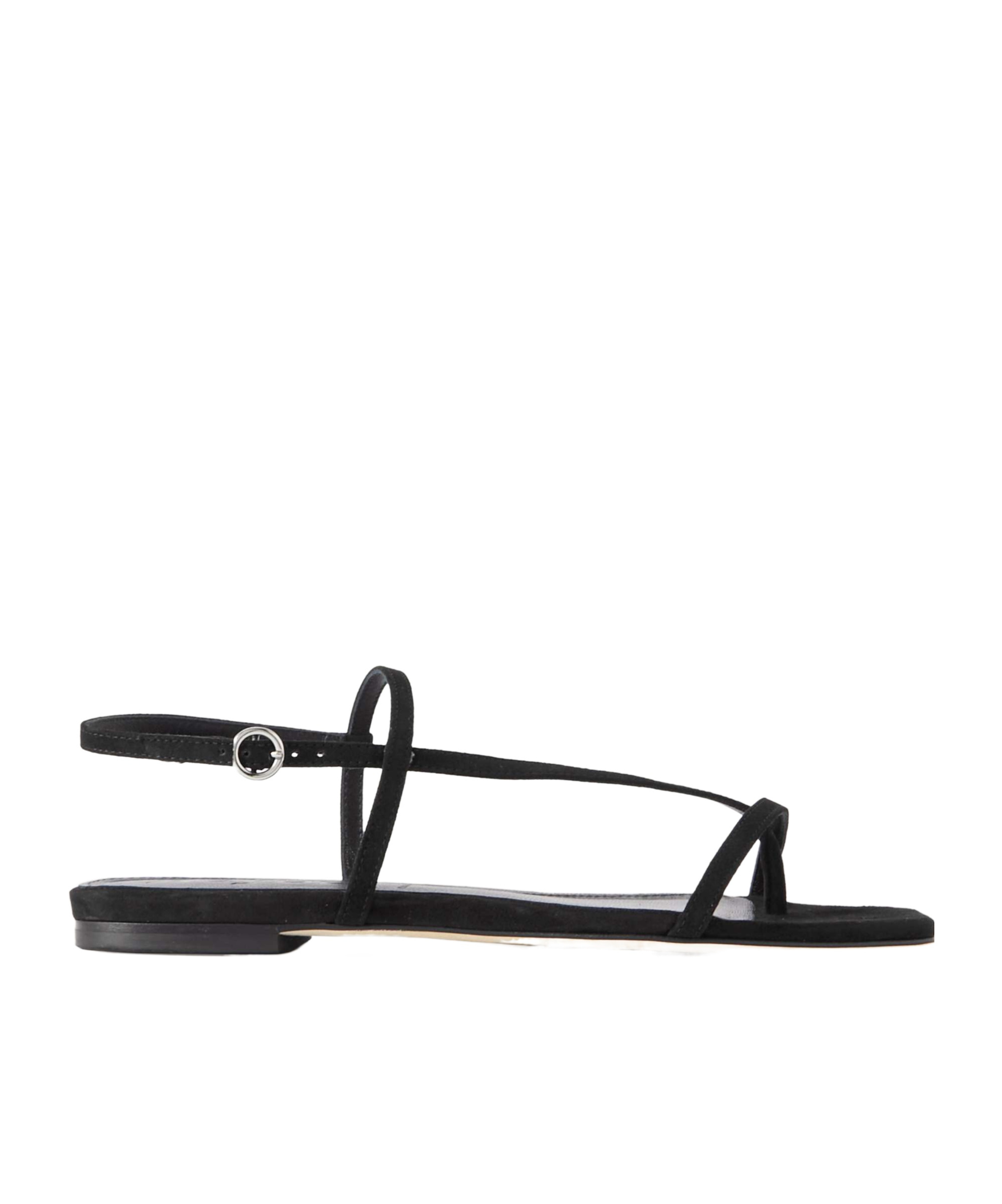 Aeyde Square Head Flat-soled Sandals In Black