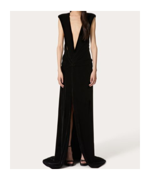 Valentino Sleeveless Velvet Dress In Black