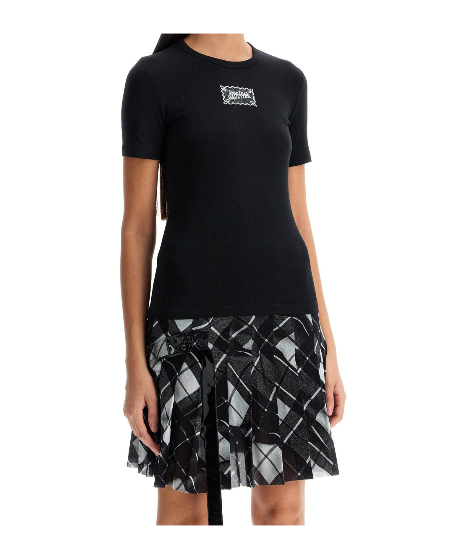 Shop Jean Paul Gaultier Logo Patch Crewneck T-shirt In Black