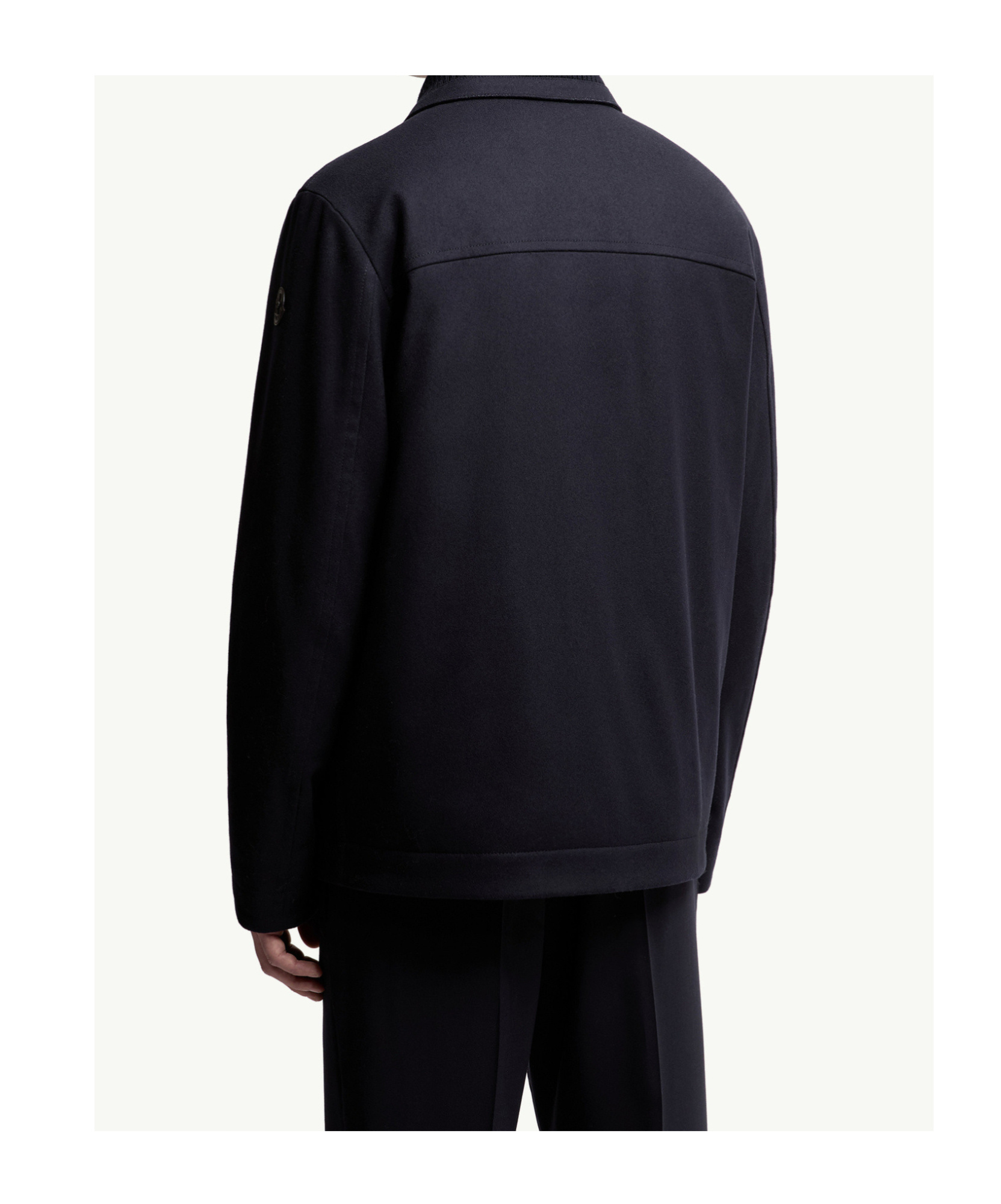 Moncler Emilion Wool Blend Hooded Short Down Jacket In Blue