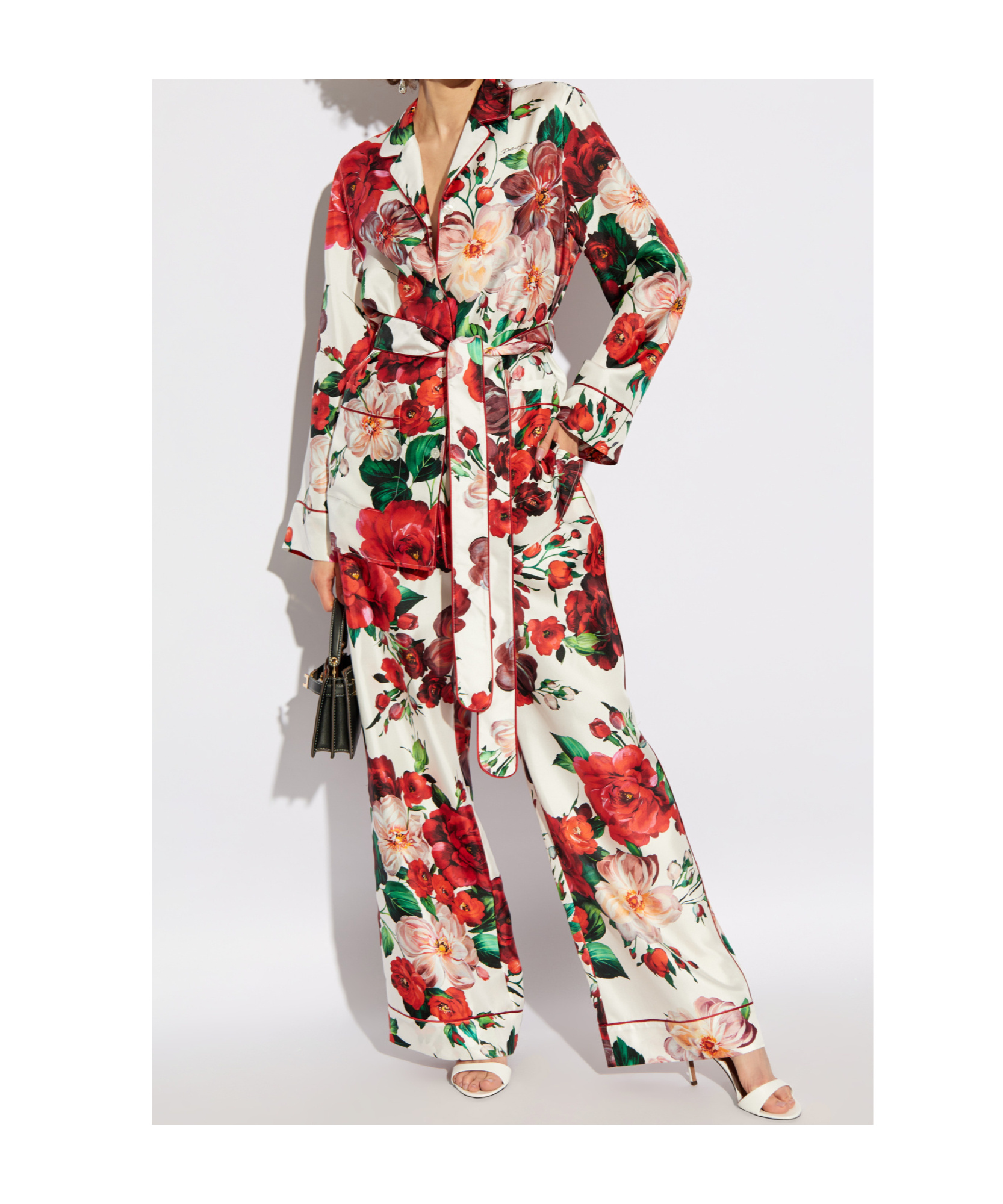 Dolce & Gabbana Women's Rose Print Pajama Shirt | Size 42 | F5i89t Color Is1zdha5pd In Multicolor