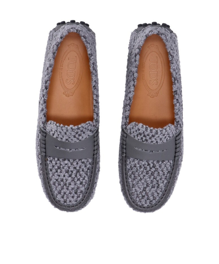 Tod's Fabric And Leather Moccasins In Gray