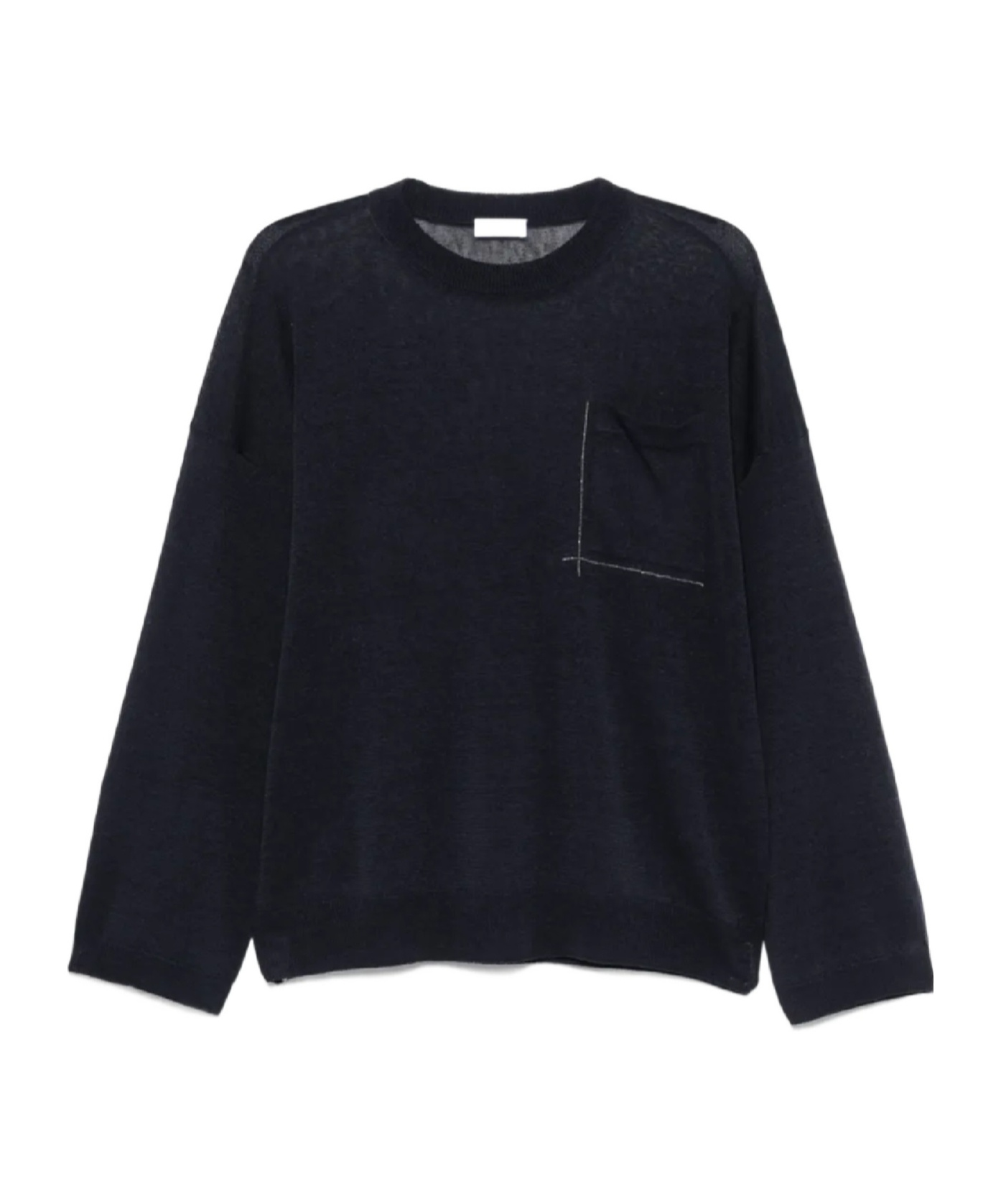 Brunello Cucinelli Long-sleeve Relaxed Fit Sweater With Pocket Detail In Blue