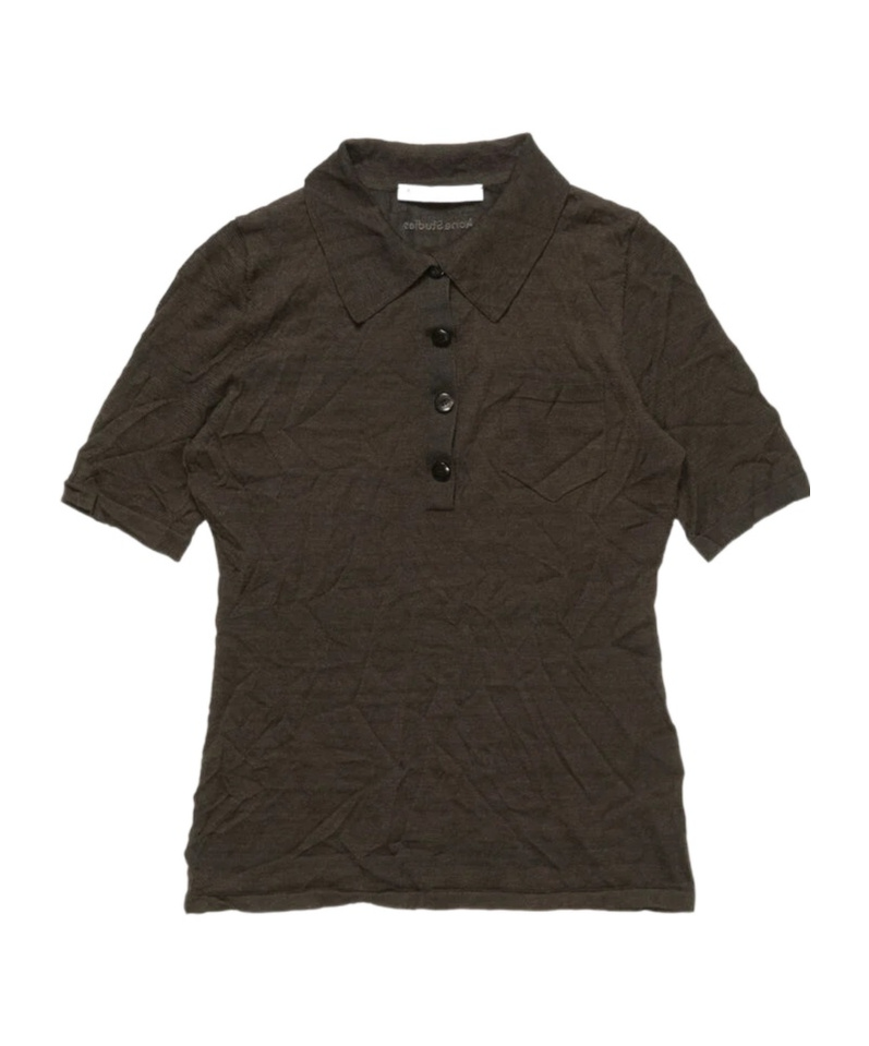 Acne Studios Silk Polo Knit In Brown