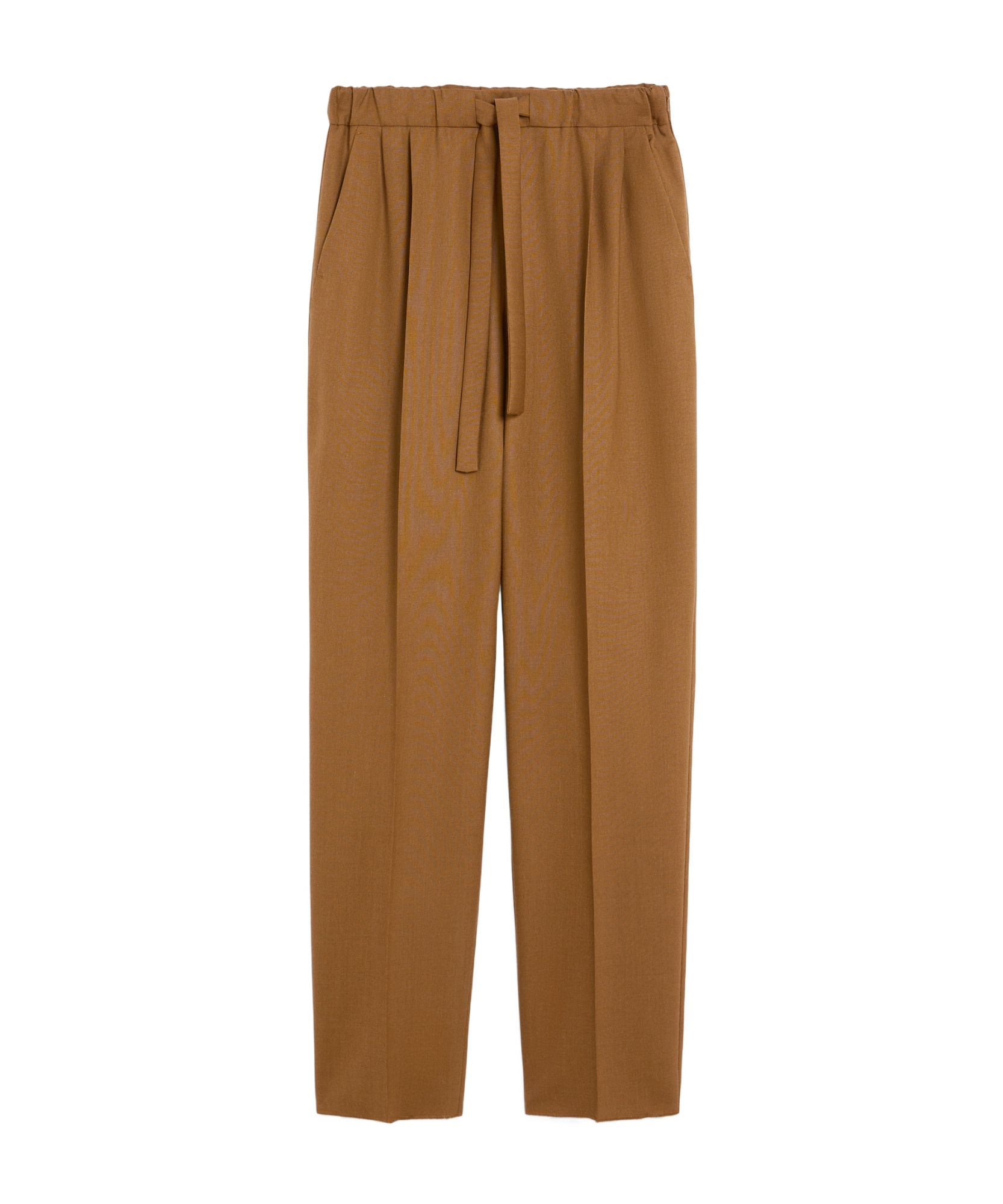 Max Mara Edere Wool And Silk Straight-leg Pants In Brown