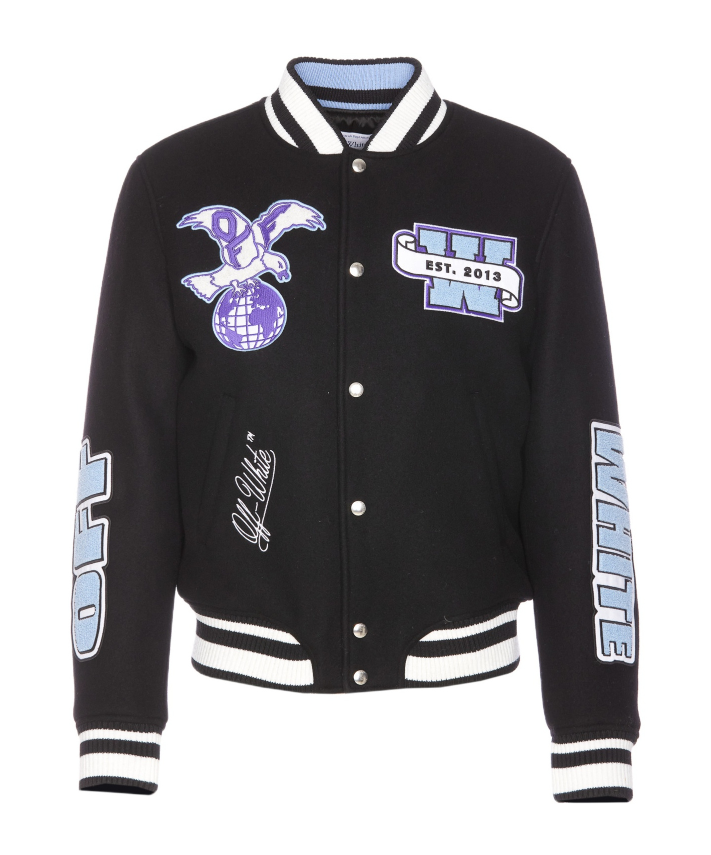 Off-white Off White Men Eagle Wool Varsity Jacket In Black