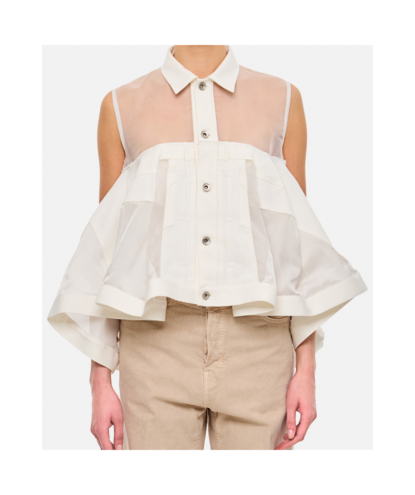 Sacai Denim Mix Shirt In White