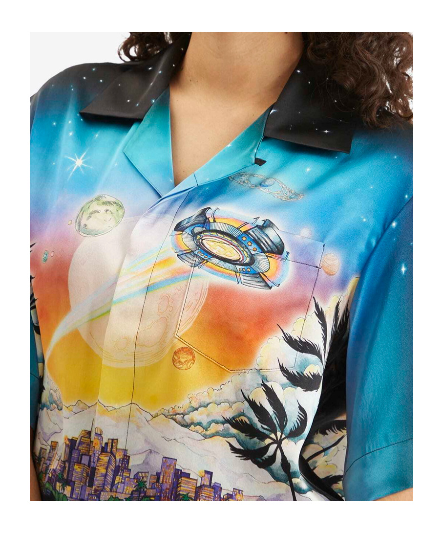 Casablanca Multicolor 'la Prémonition' Short Sleeve Silk Shirt In Multi