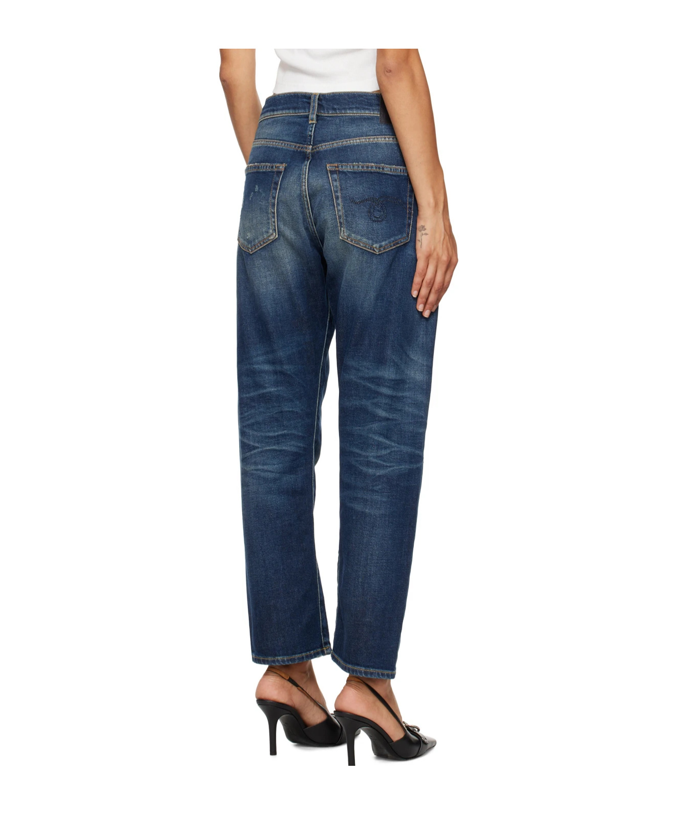 R13 Crossover Denim Pants In Blue