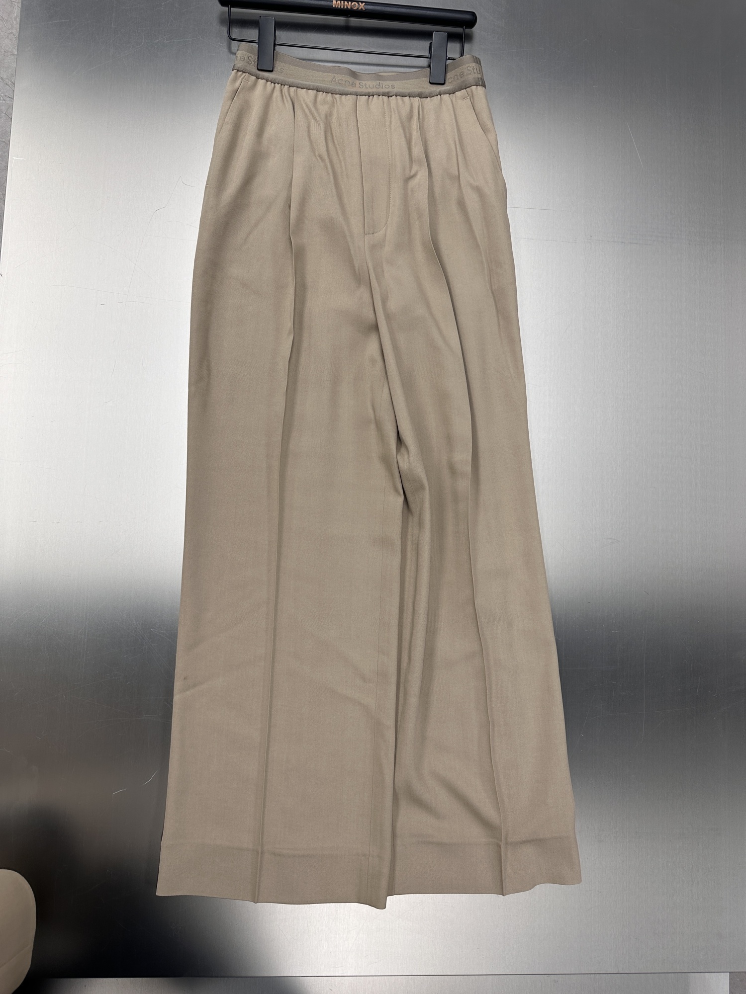 Acne Studios Logo-waistband Trousers In Nude