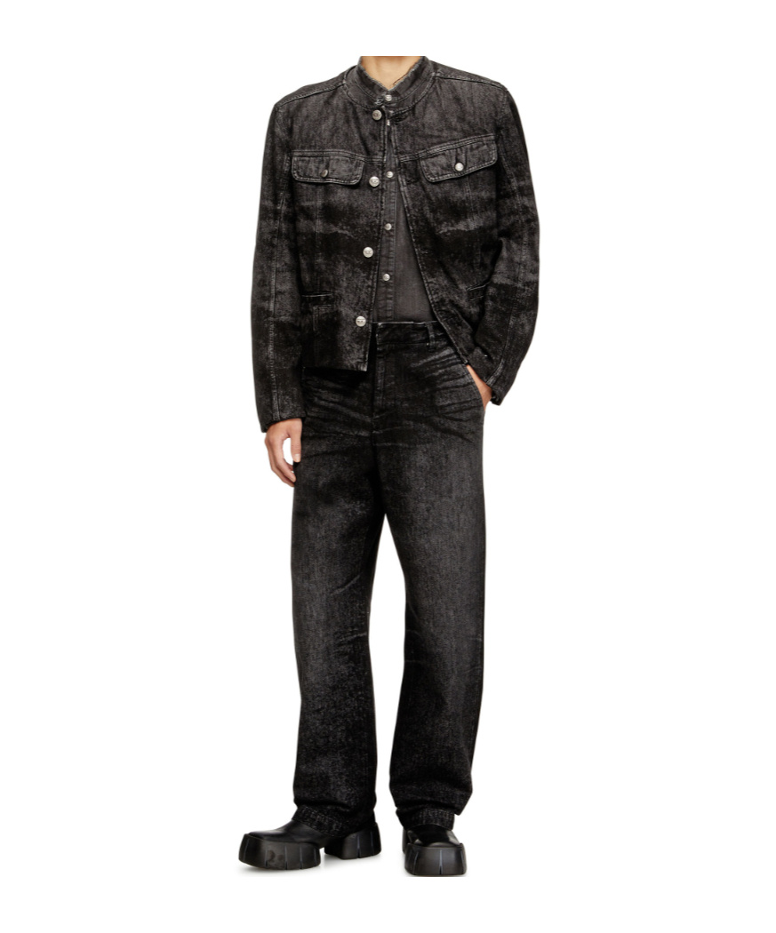 Diesel Denim Jacket With Chest And Flap Pockets In Black