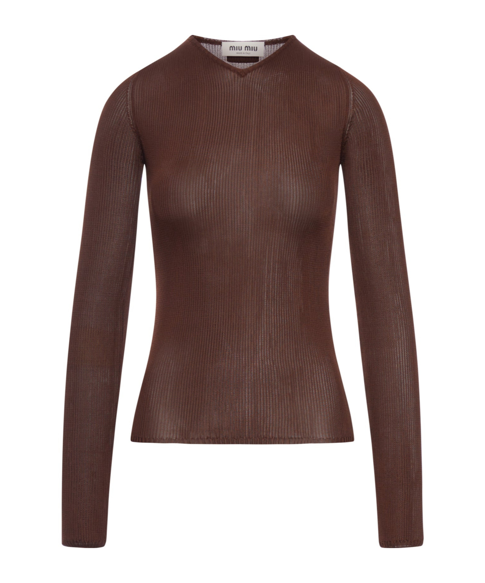 Miu Miu Long-sleeved Sweater In Brown