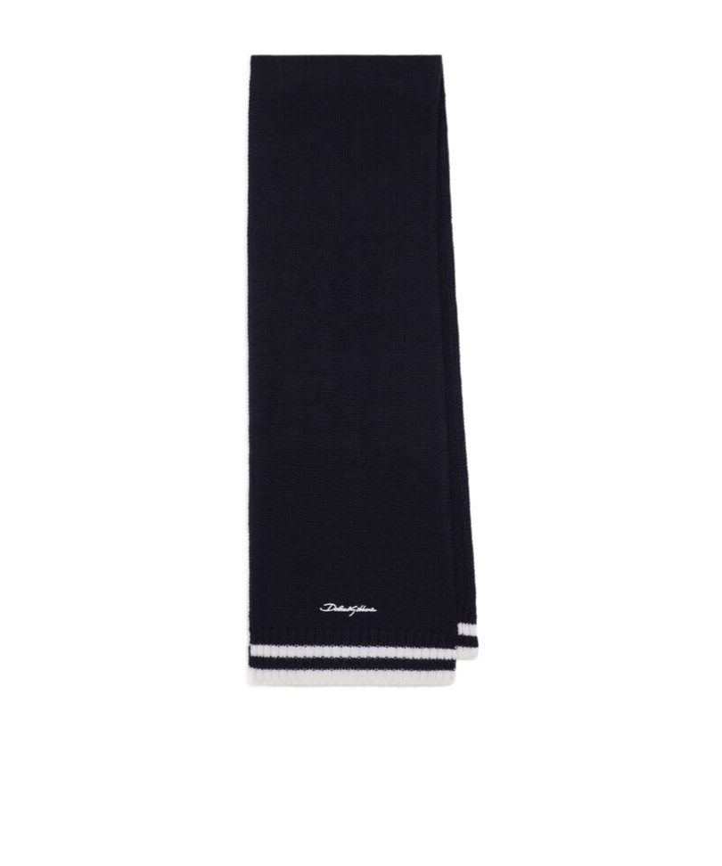 Dolce & Gabbana Kids' Embroidered-logo Knitted Scarf In Black