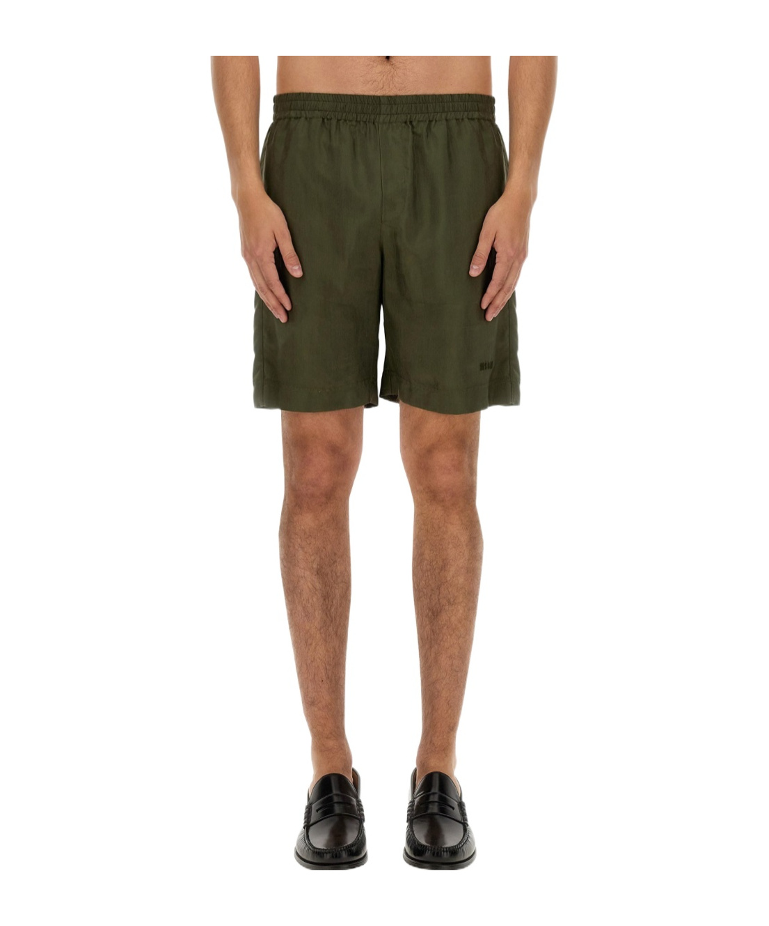 Msgm Elastic Waistband Cupro Bermuda Shorts In Multicolor