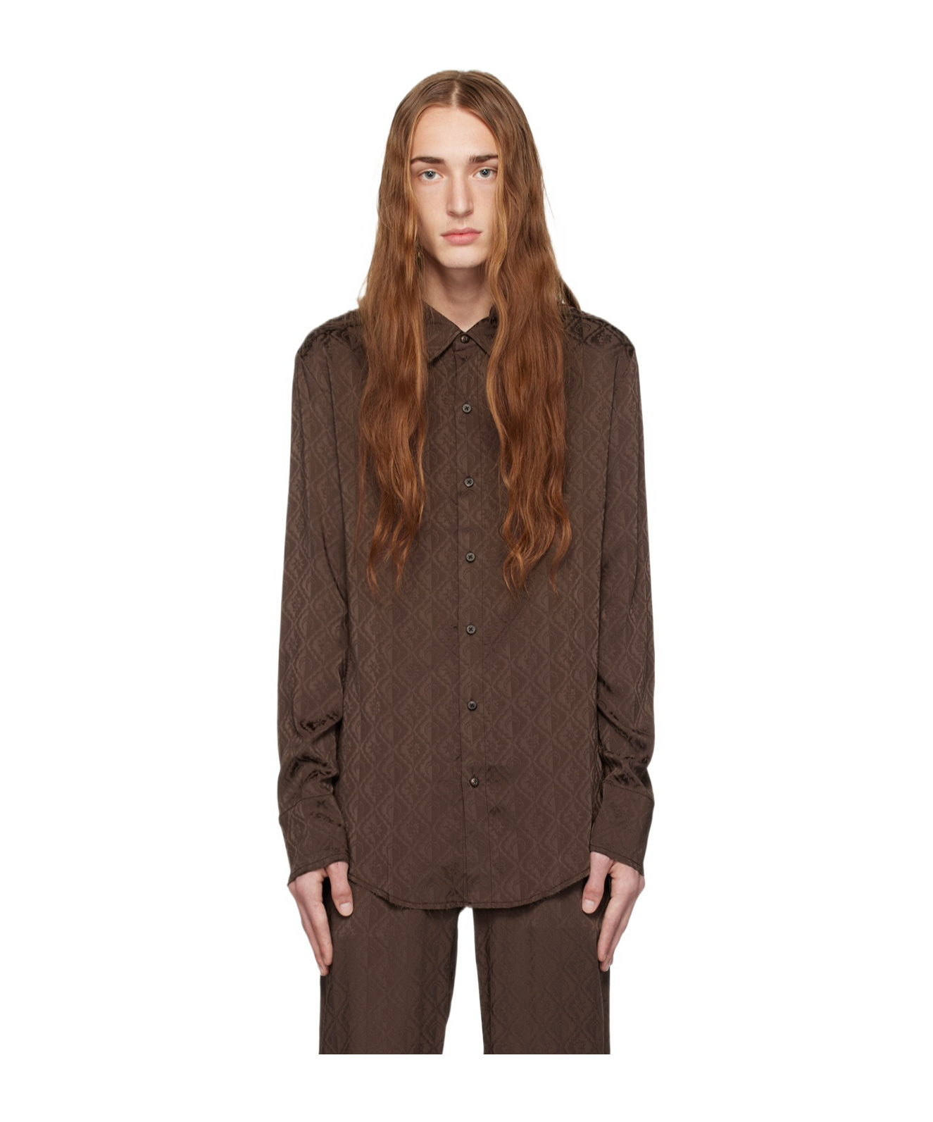 Marine Serre Moon Diamond Button Shirt In Brown
