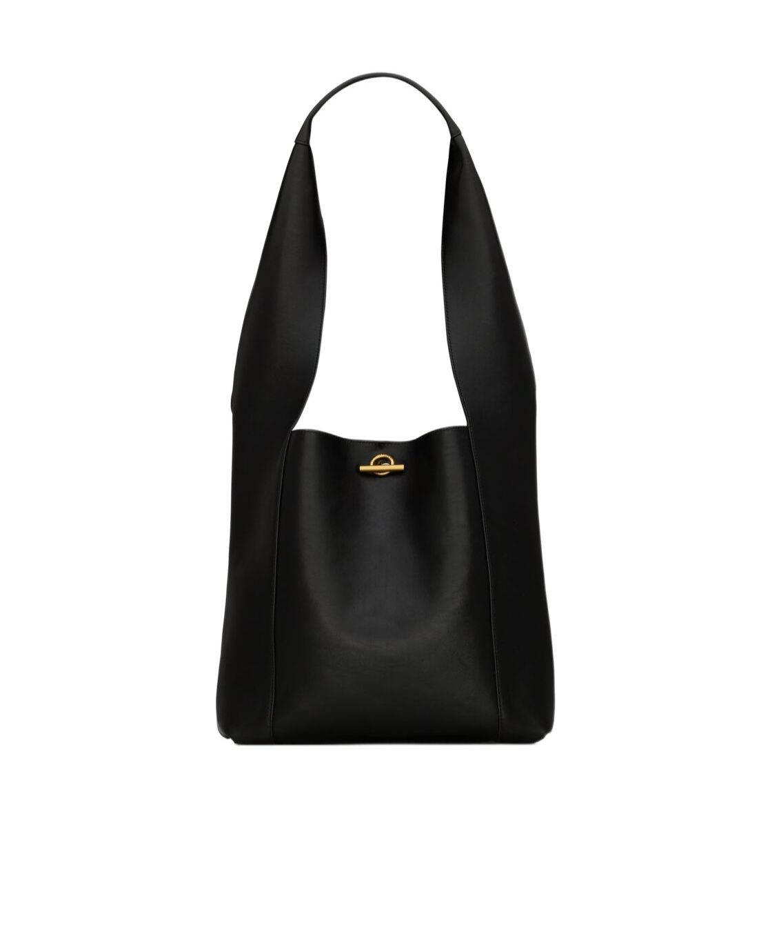 Saint Laurent Black Leather Tanger Shopping Bag In Black