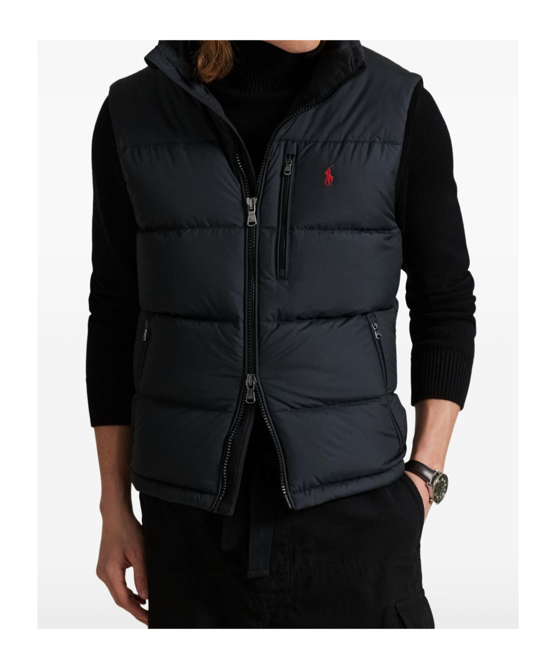 Polo Ralph Lauren Mens Annual Core Padded Regular-fit Recycled-polyester-down Gilet Polo Black In Blue