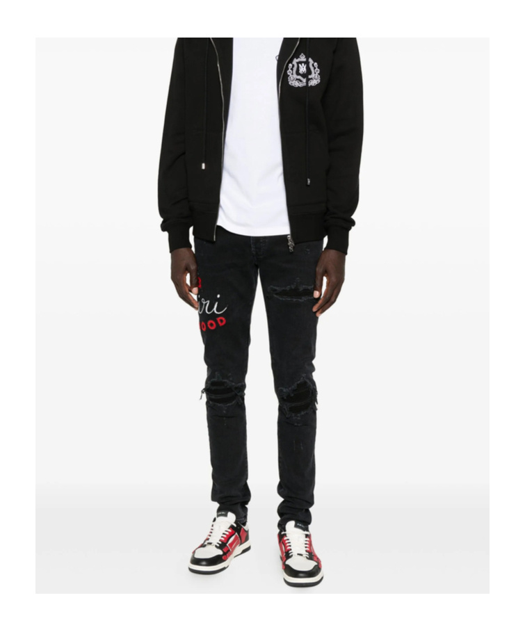 Amiri Casual Trousers With Five Pockets And Embroidery In Black