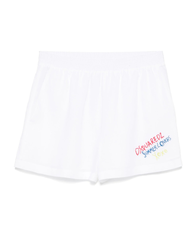 Dsquared2 Summer Lovers Linen Shorts In White