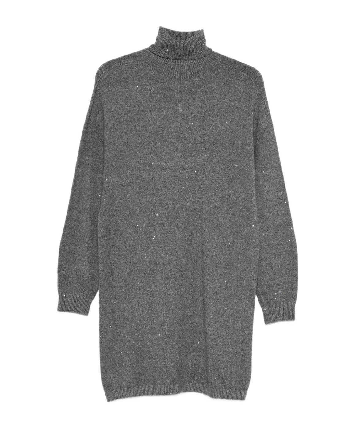 Liu •jo Embellished Turtleneck Knit Dress In Gray