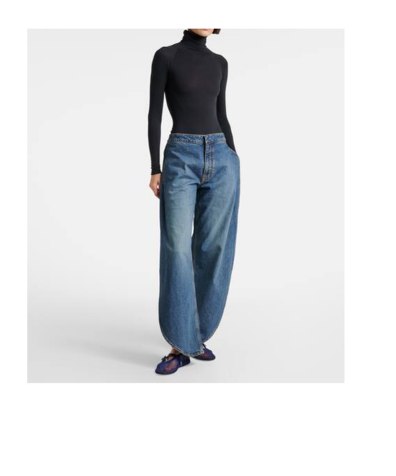 Alaïa Patent Leather-trimmed Fishnet Ballet Flats In Blue