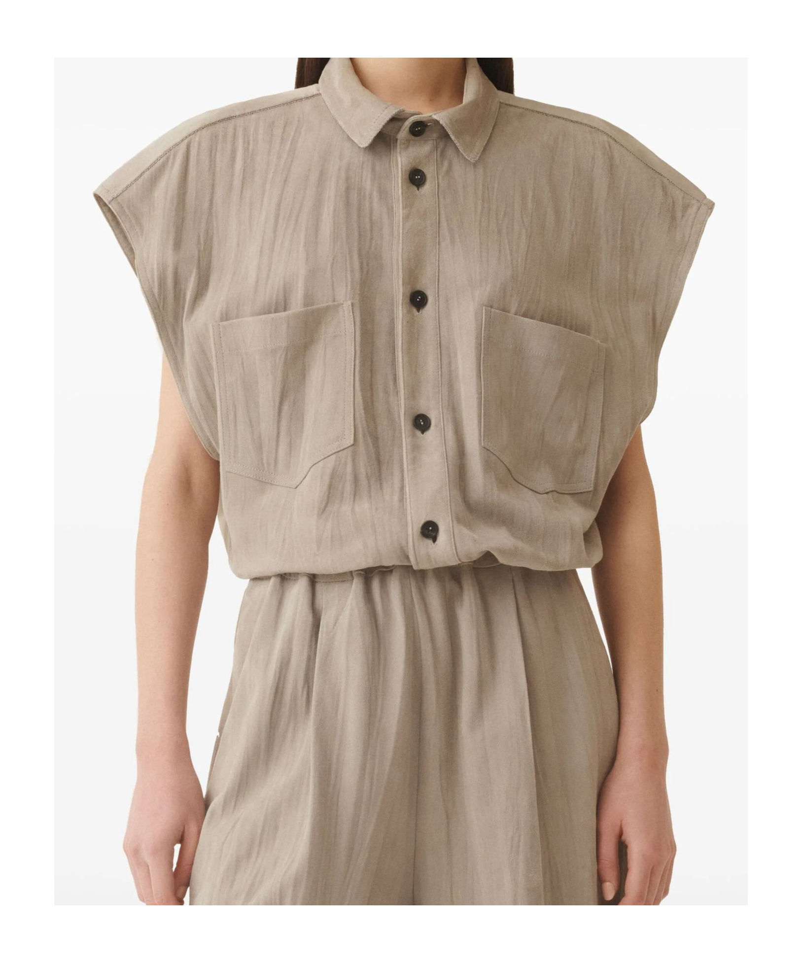 Fabiana Filippi Pleated Suede Bomber Jacket In Nude