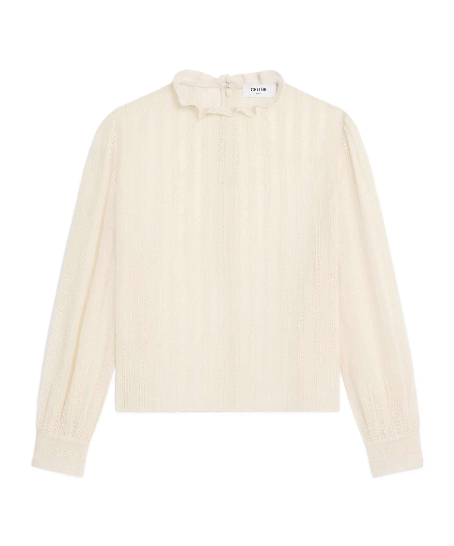 CELINE CROPPED BLOUSE IN MUSLIN, COTTON AND WOOL