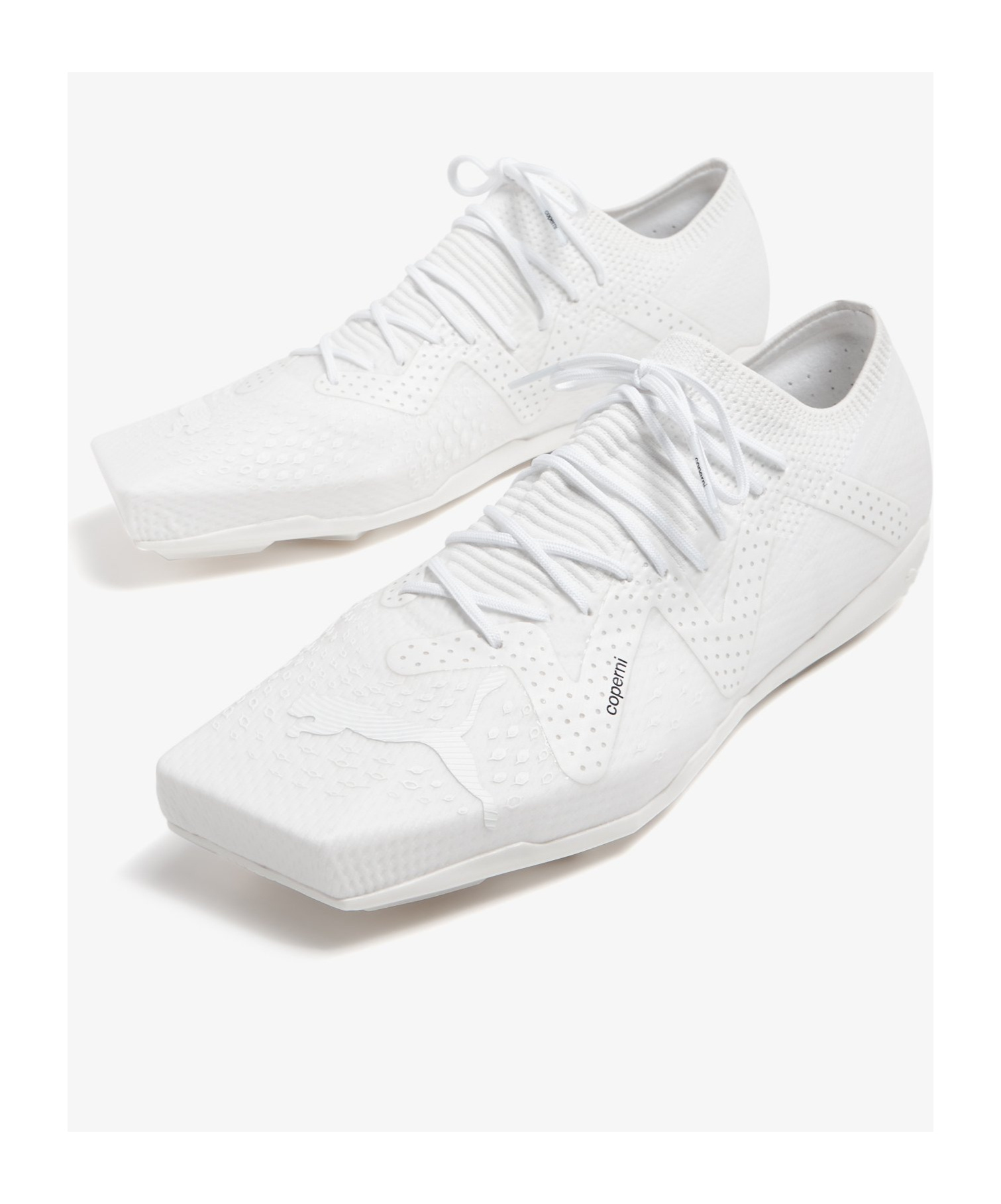 Coperni Minimalist White Sneakers With Unique Square Toe In White