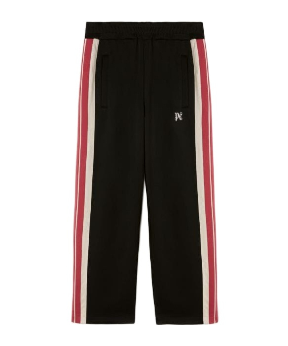 Palm Angels Monogram Embroidered Side Stripe Detailed Track Pants In Black