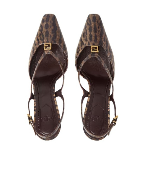 Fendi High Heel Printed Karung Slingbacks In Multi