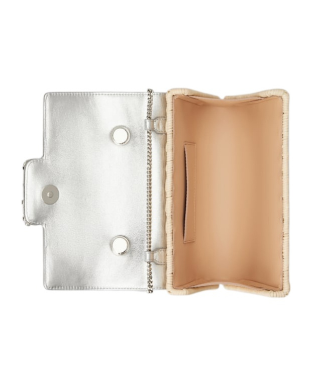 Roger Vivier Jewel Efflorescence Mini Bag In Leather And Rattan In Beige