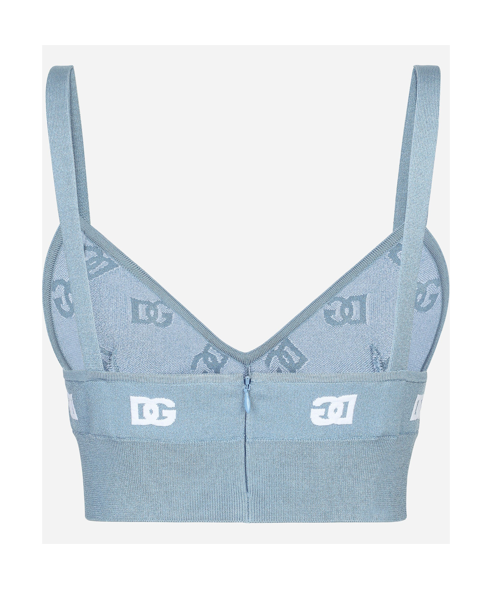 Dolce & Gabbana Jacquard Logo Cropped Top Tops Light Blue In Blue