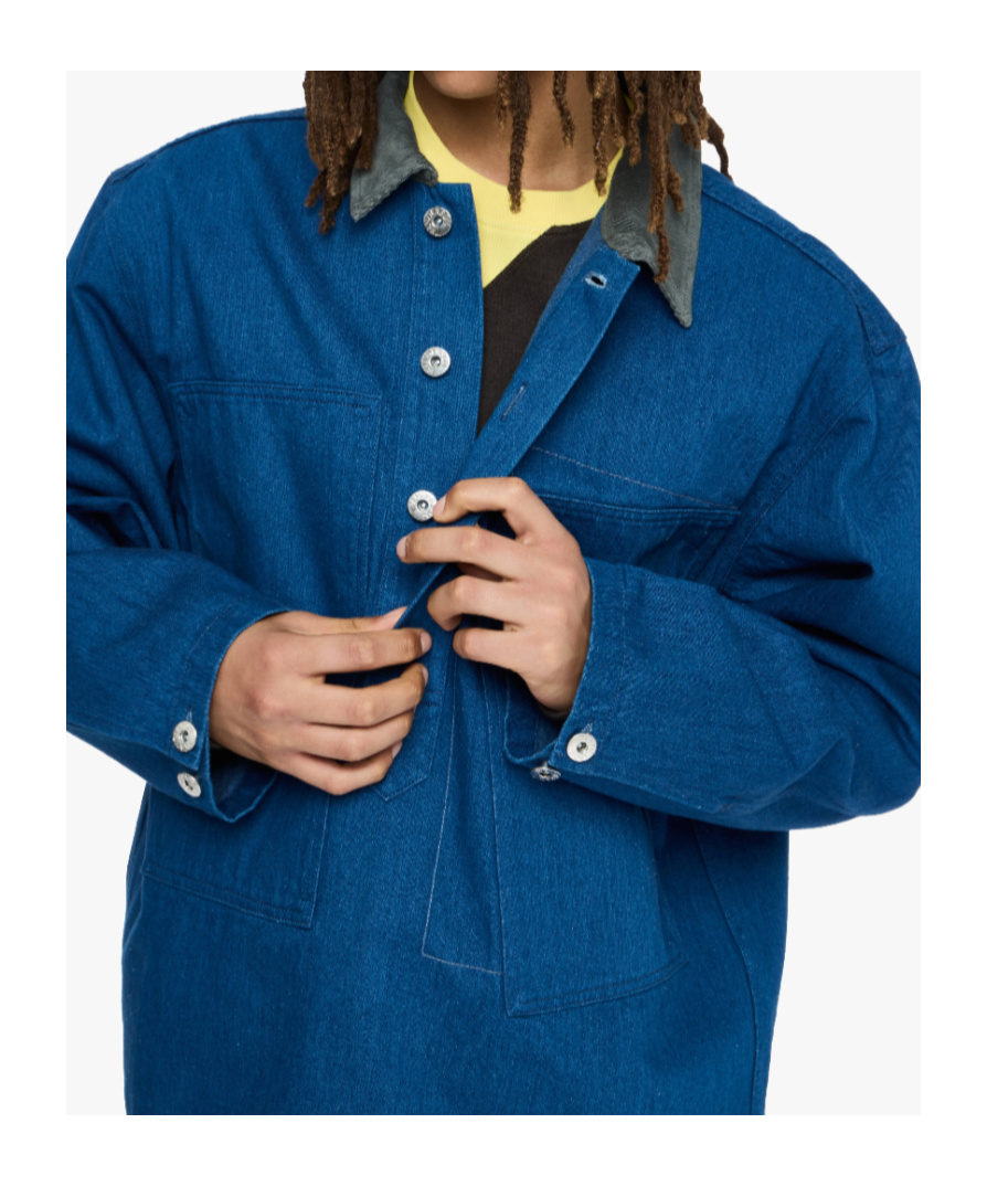 Jw Anderson Long Sleeve Polo Shirt With Patch Pocket In Blue