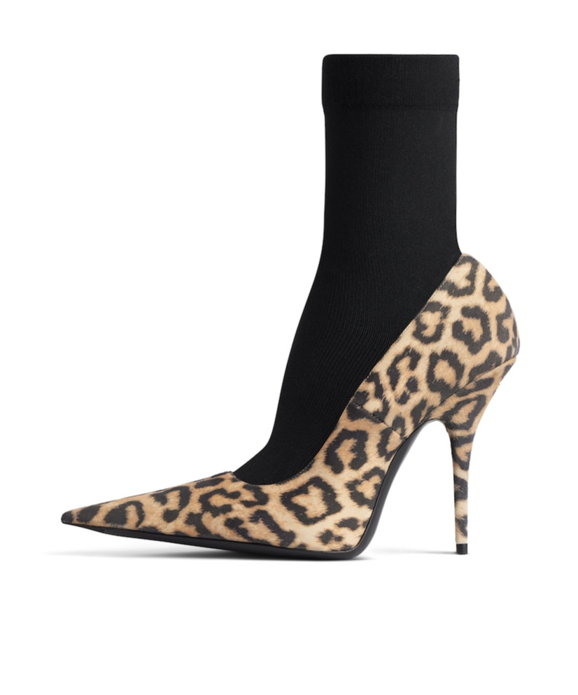 Balenciaga Printed Suede Avenue Sock Pumps In Black
