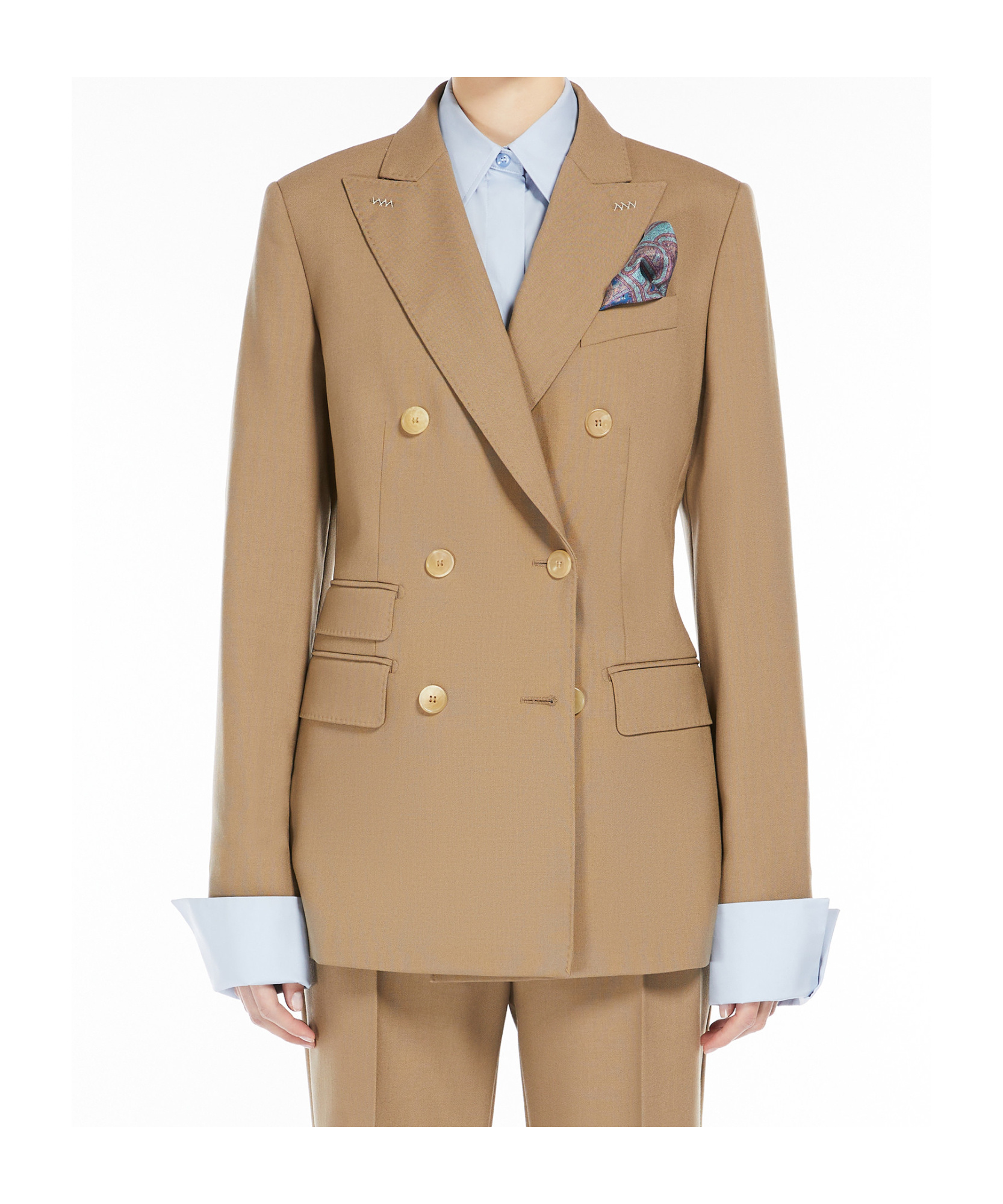 Max Mara Long-sleeved Suit Coat In Nude