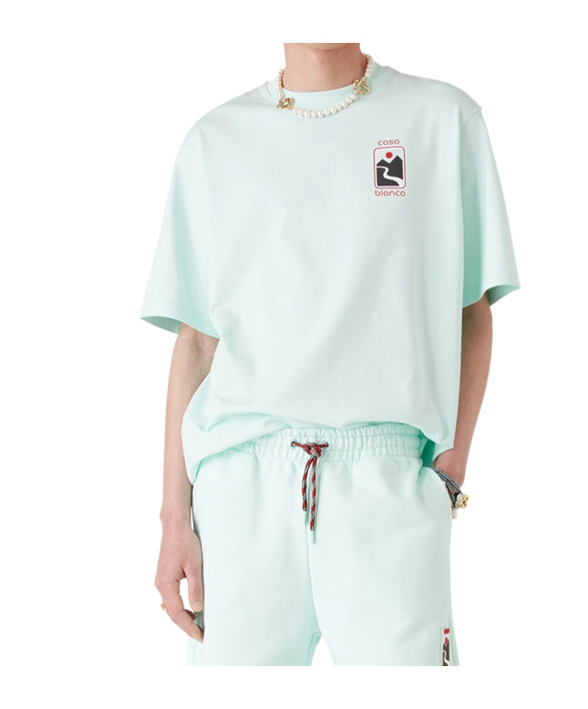 Casablanca Green T-shirt With Crewneck And Logo On The Front And Maxi Logo On The Back