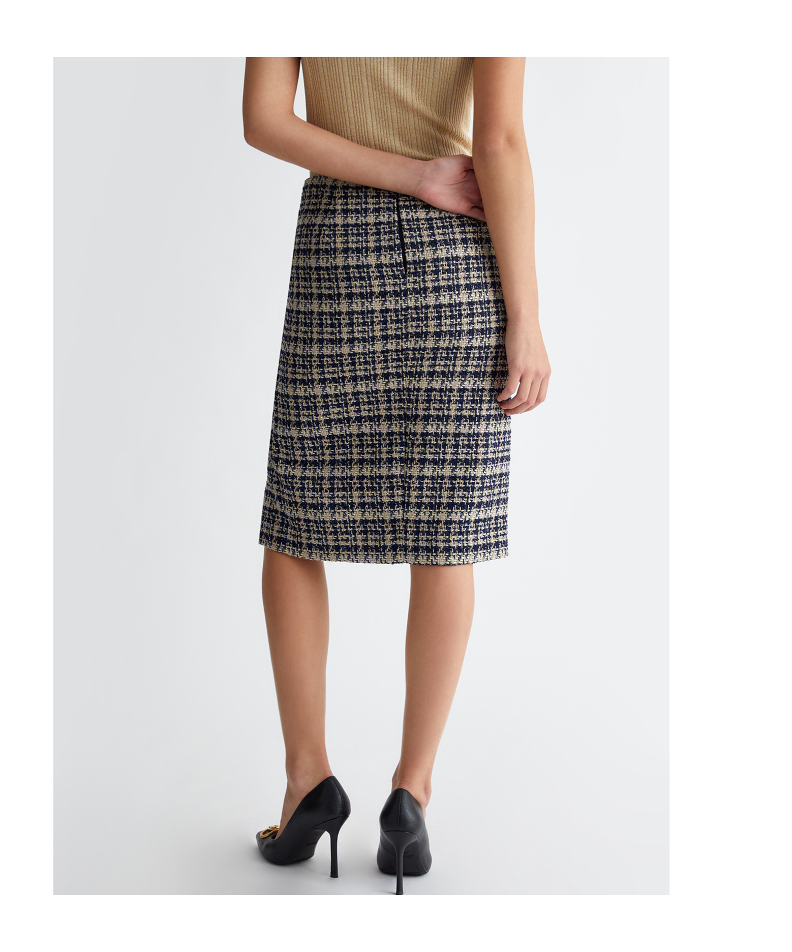 Liu •jo Plaid Loop Skirt In Black