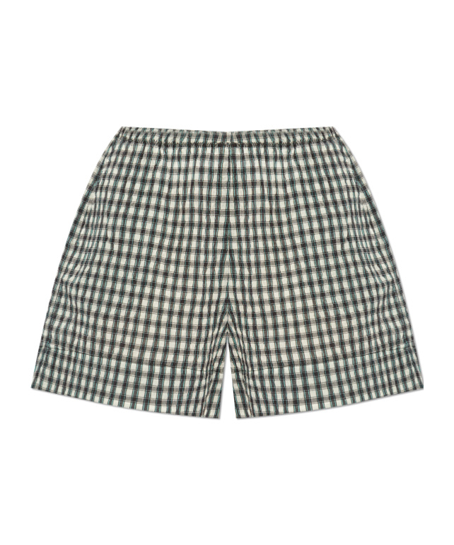 Ganni Check-print Shorts In Gray