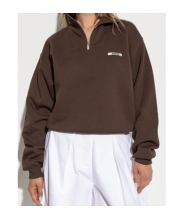Jacquemus The Gros Grain Zipped-rollneck Sweatshirt In Brown