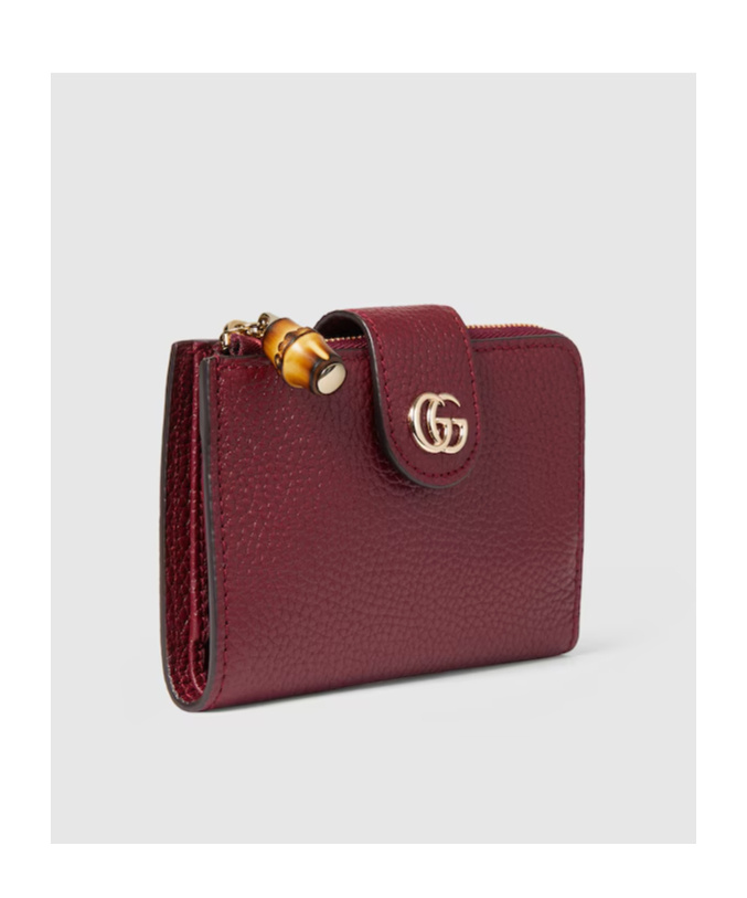Gucci Medium Double G Bamboo Wallet In Red