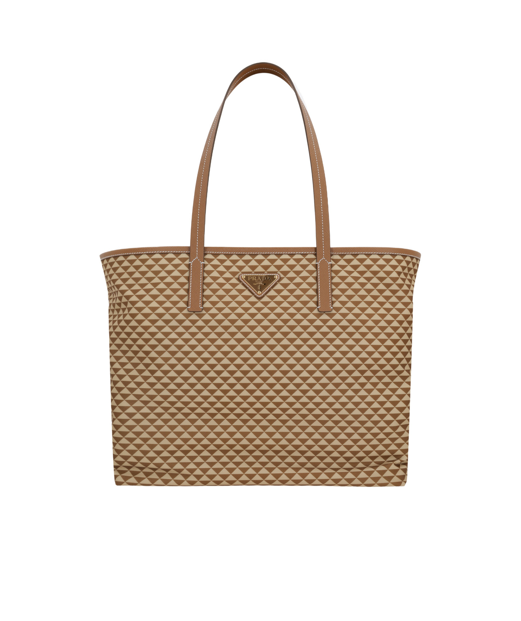 Prada Re-nylon Printed Handbag In Brown