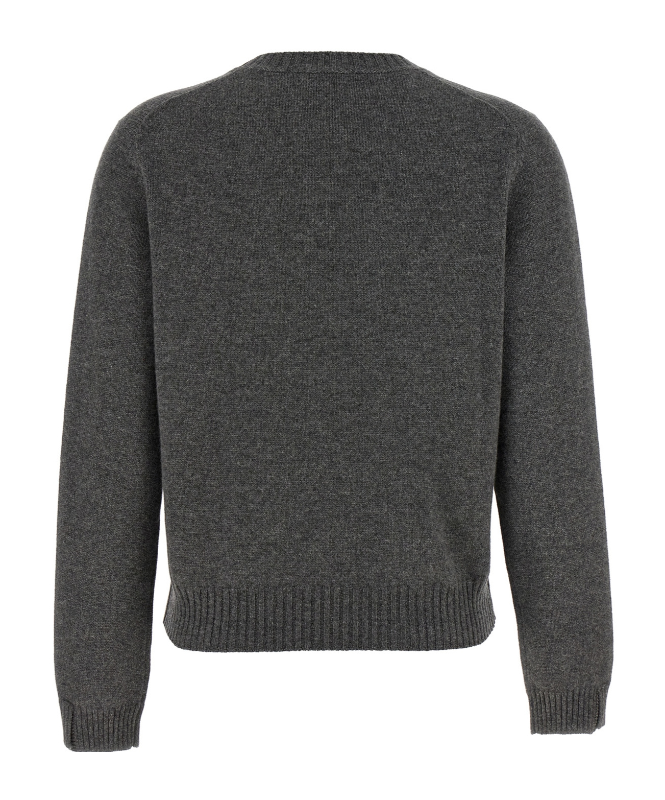 Brunello Cucinelli Cashmere Crewneck Knit Sweater With Ribbed Finish In Black