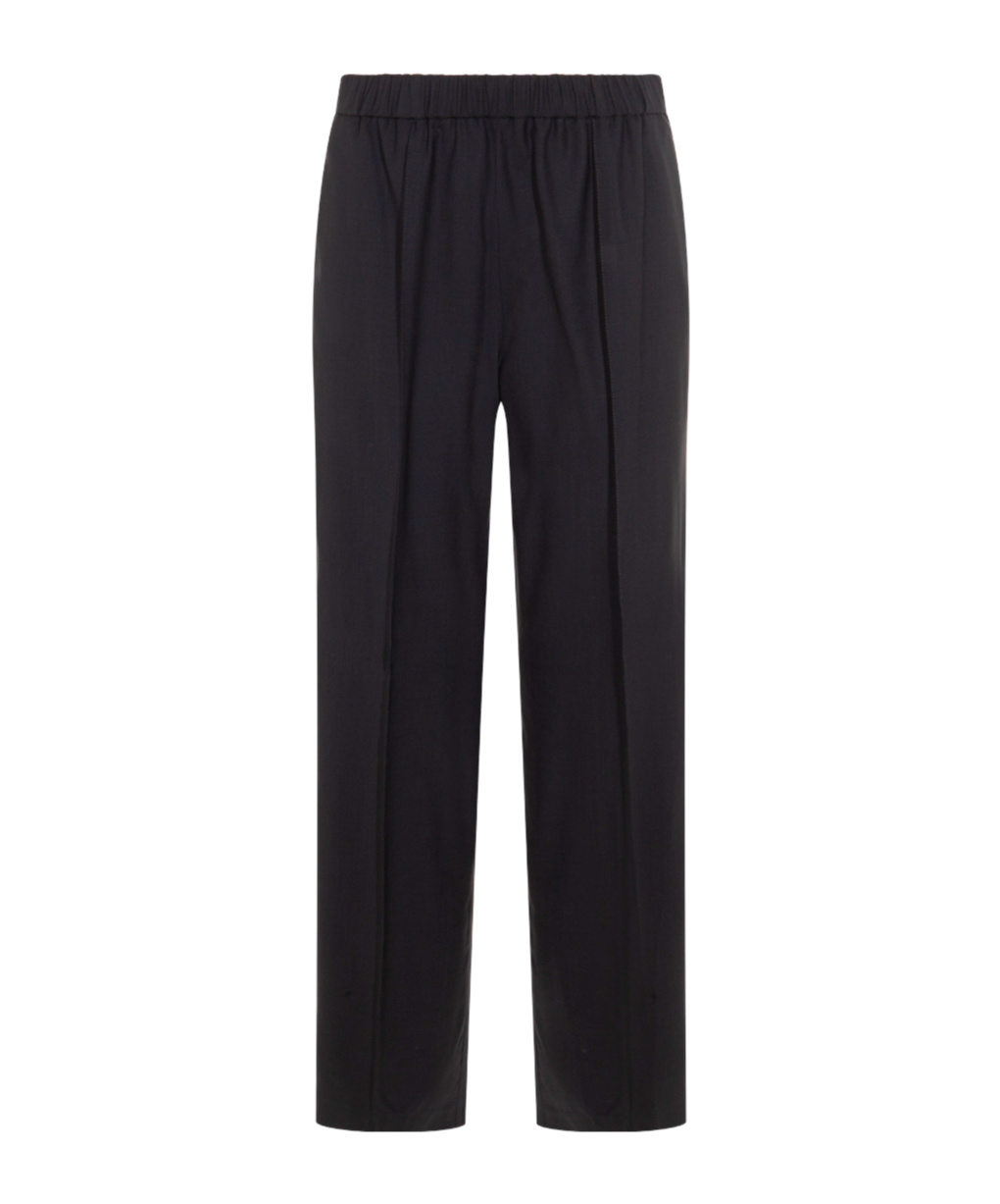 Fabiana Filippi Elastic Waistband Straight Leg Trousers With Seam Detailing