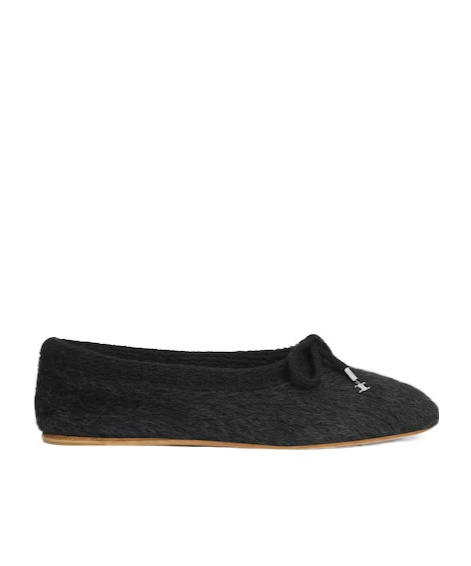 Celine Abby Ballerina In Alpaca Wool Fabric In Black